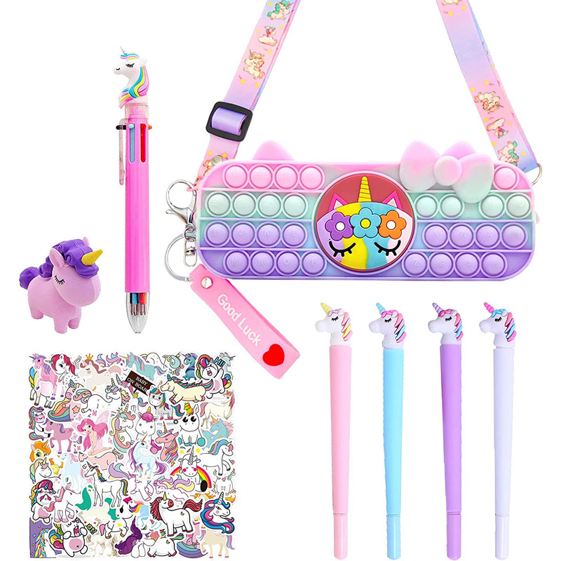 Unicorn Pencil Case Unicorn Stationary Set pikeun Katresna